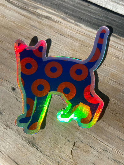 Holographic Donut Cat Phish Cat Phan Vinyl Sticker
