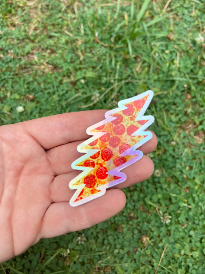 Holographic Grateful Pizza Bolt Dead Vinyl Sticker