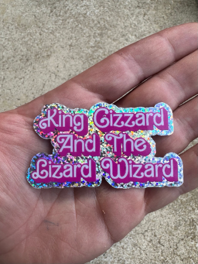 King Gizzard Holographic Glitter Barbie Themed Vinyl Sticker