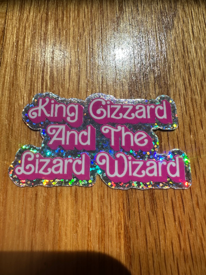 King Gizzard Holographic Glitter Barbie Themed Vinyl Sticker