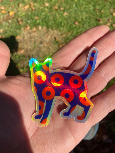 Holographic Donut Cat Phish Cat Phan Vinyl Sticker