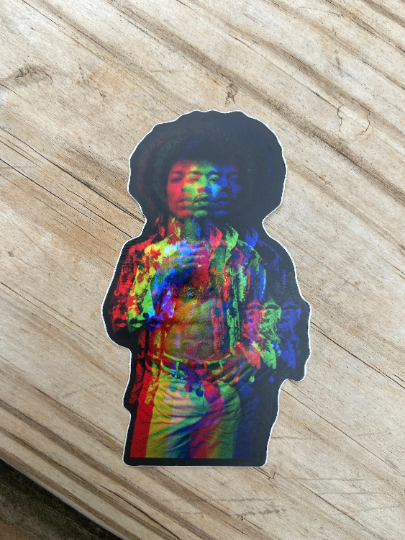 RGB Trippy Jimi Hendrix Vinyl Sticker