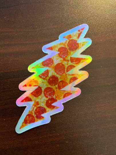 Holographic Grateful Pizza Bolt Dead Vinyl Sticker