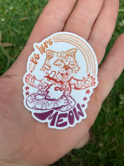 Be Here Meow Cat Yoga Vinyl Sticker